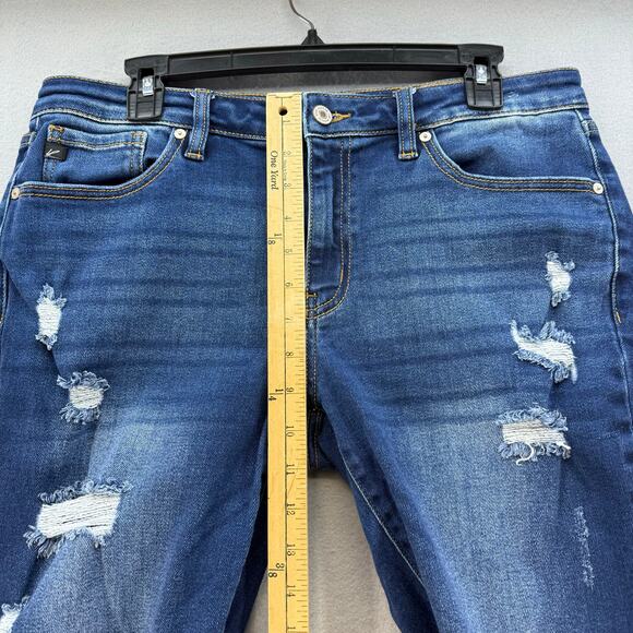 Kancan Jeans Women's 13/30 Dark Blue Skinny Factory Distressed Preppy Grunge - Picture 12 of 14